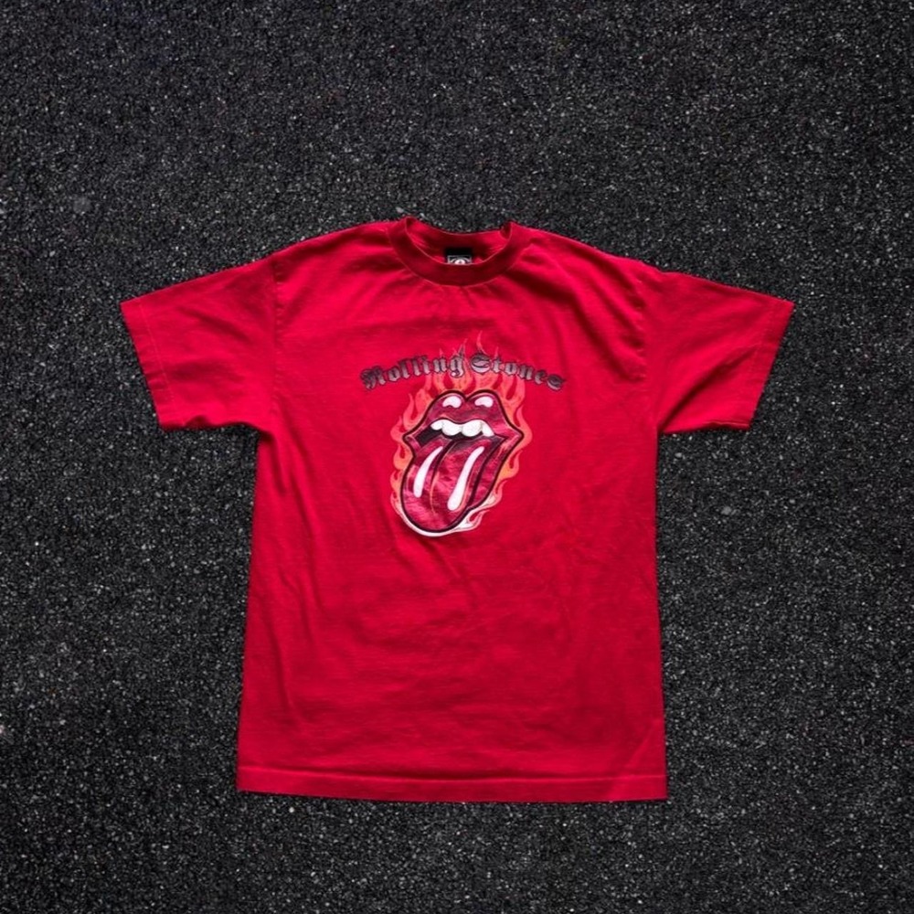 Rolling Stones Red Flame Tongue Graphic T-Shirt 2005 Rock Band Tee Mens M